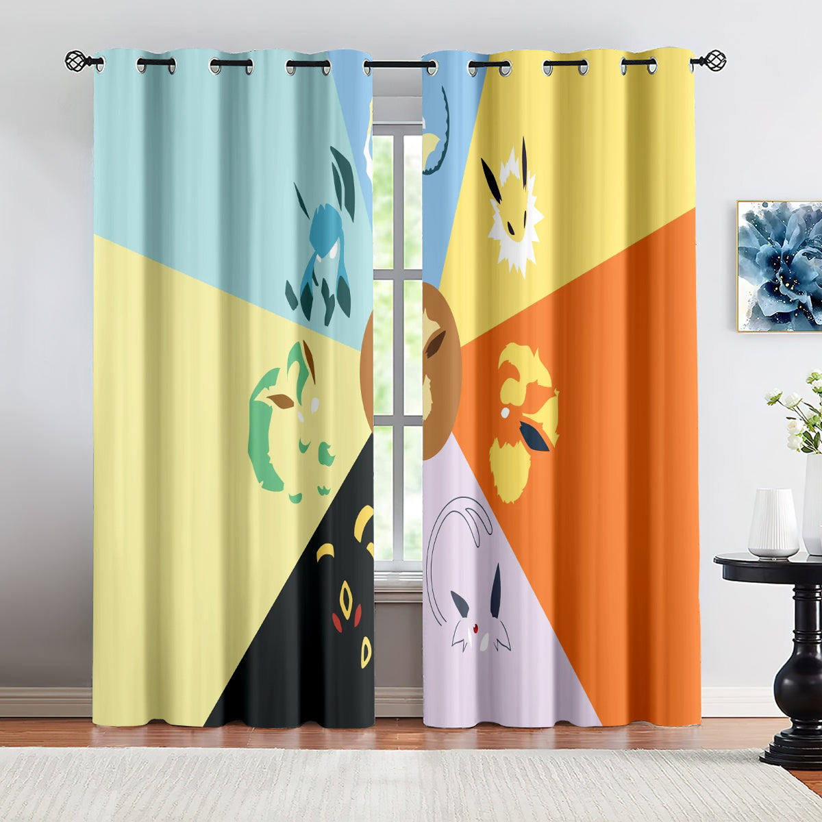 Pokemon Eevee Blackout Curtains Drapes for Window Treatment Set