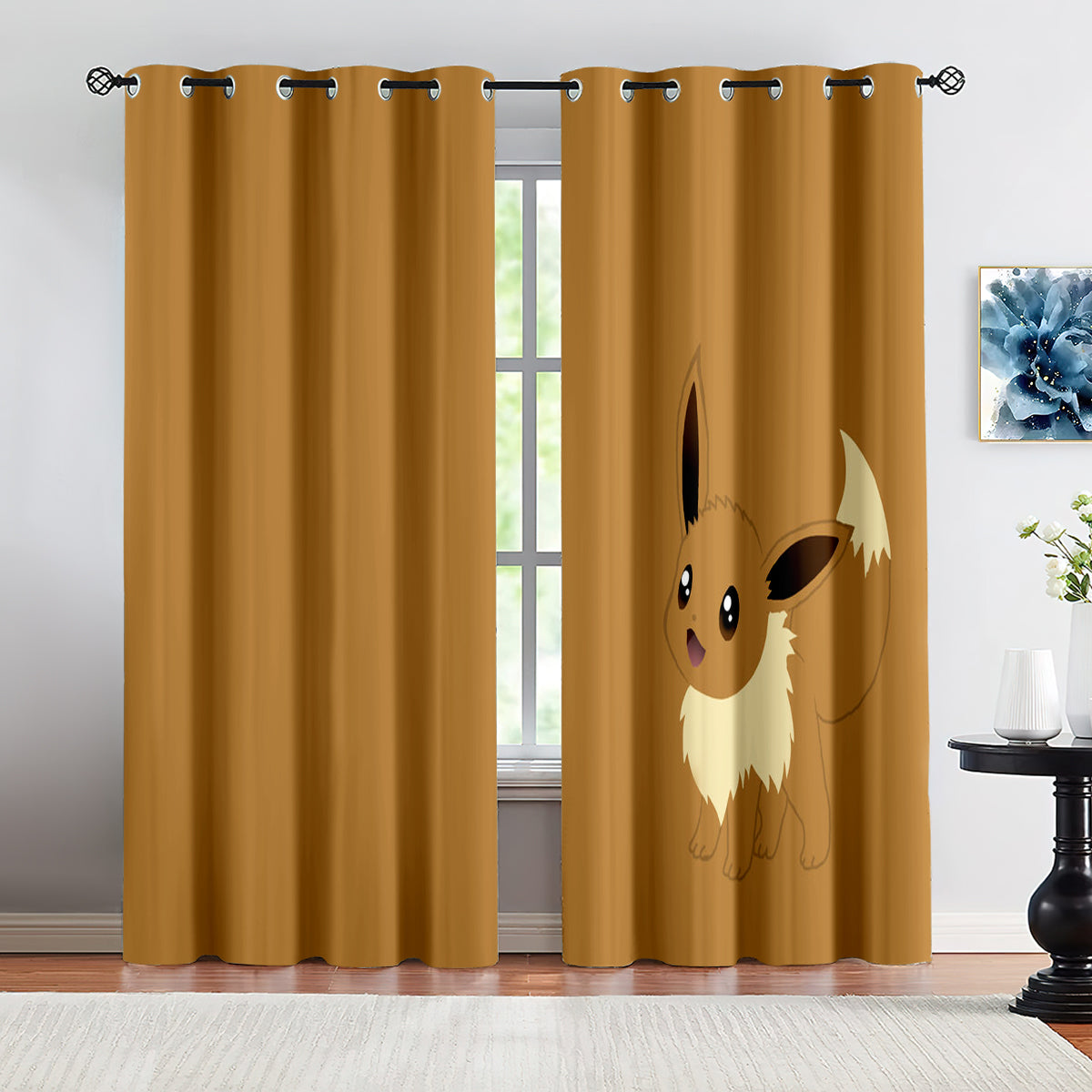 Pokemon Eevee Blackout Curtains Drapes for Window Treatment Set