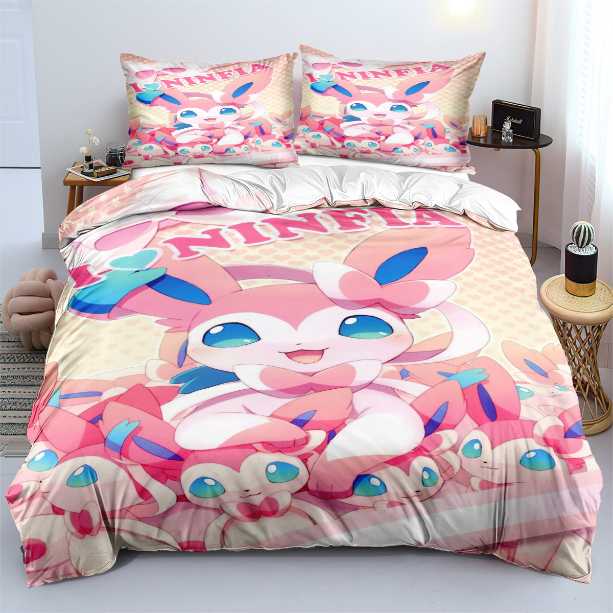 Pokemon Fennekin Duvet Cover Quilt Cover Pillowcase Bedding Set