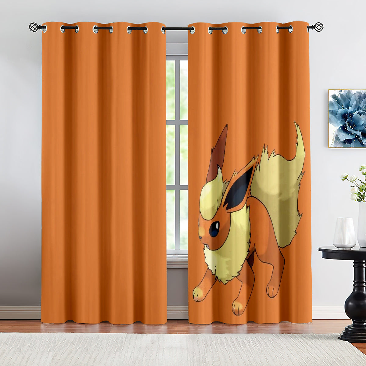 Pokemon Fennekin Flareon Blackout Curtains Drapes for Window Treatment Set