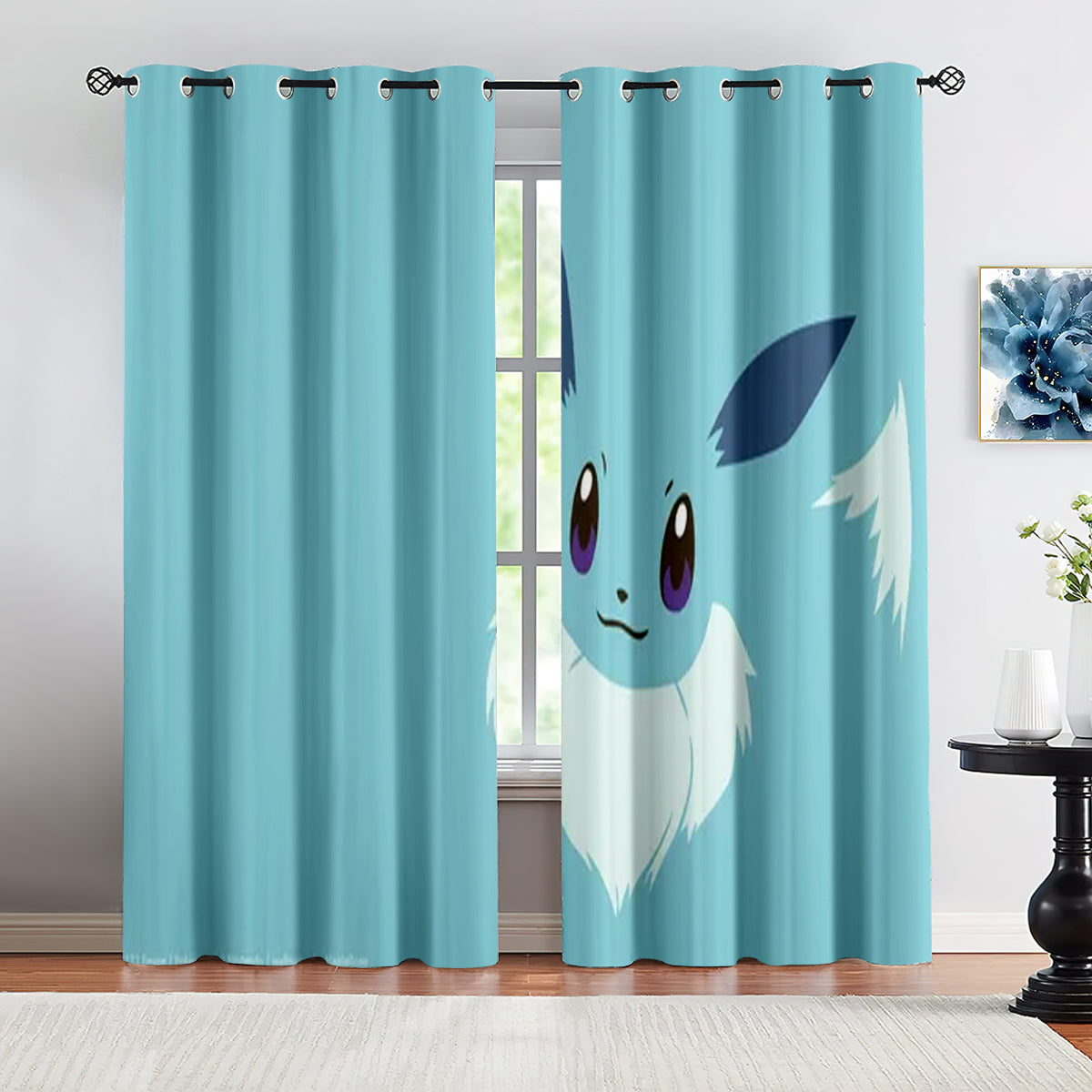 Pokemon Fennekin Flareon Blackout Curtains Drapes for Window Treatment Set
