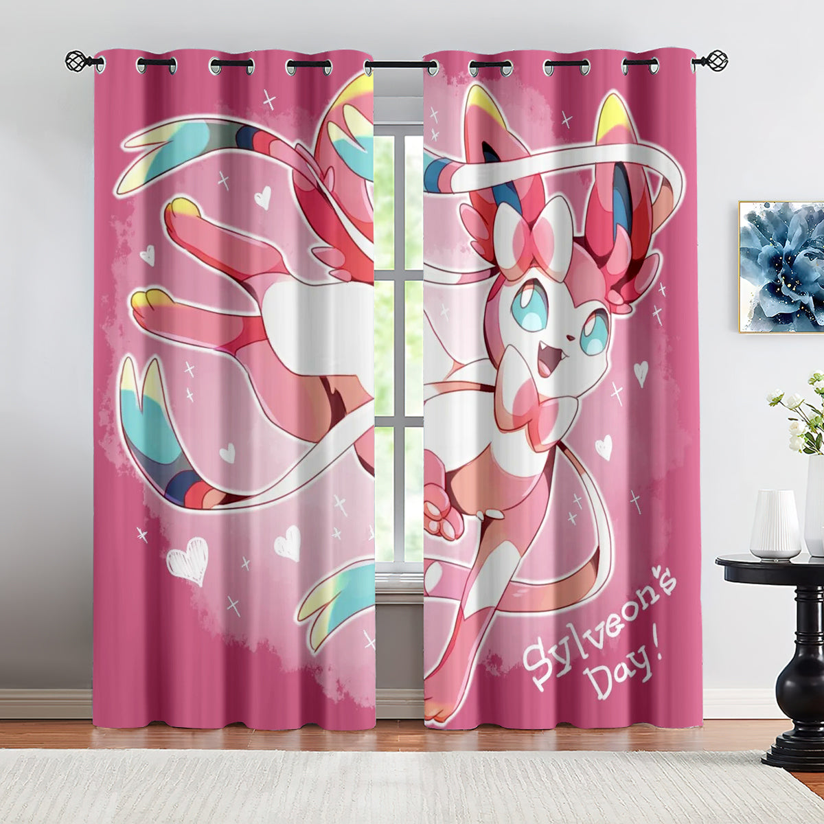 Pokemon Fennekin Flareon Blackout Curtains Drapes for Window Treatment Set