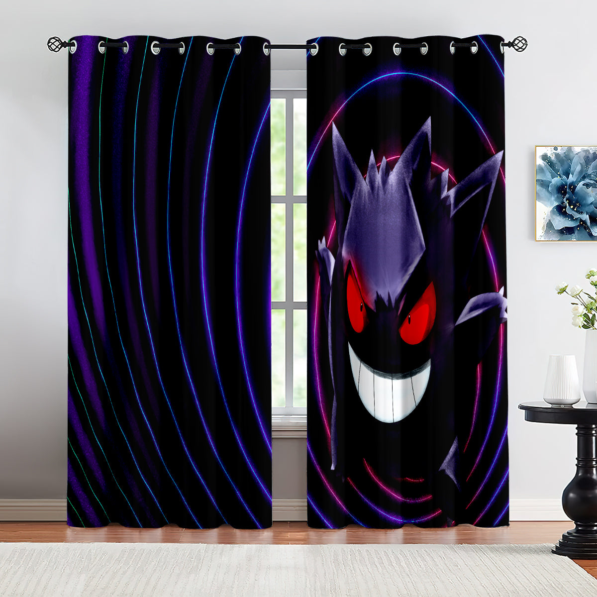 Pokemon Gengar Blackout Curtains Drapes for Window Treatment Set