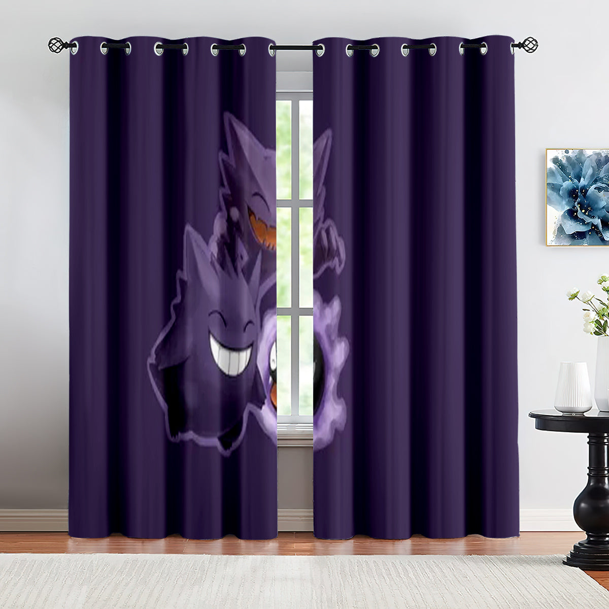 Pokemon Gengar Blackout Curtains Drapes for Window Treatment Set