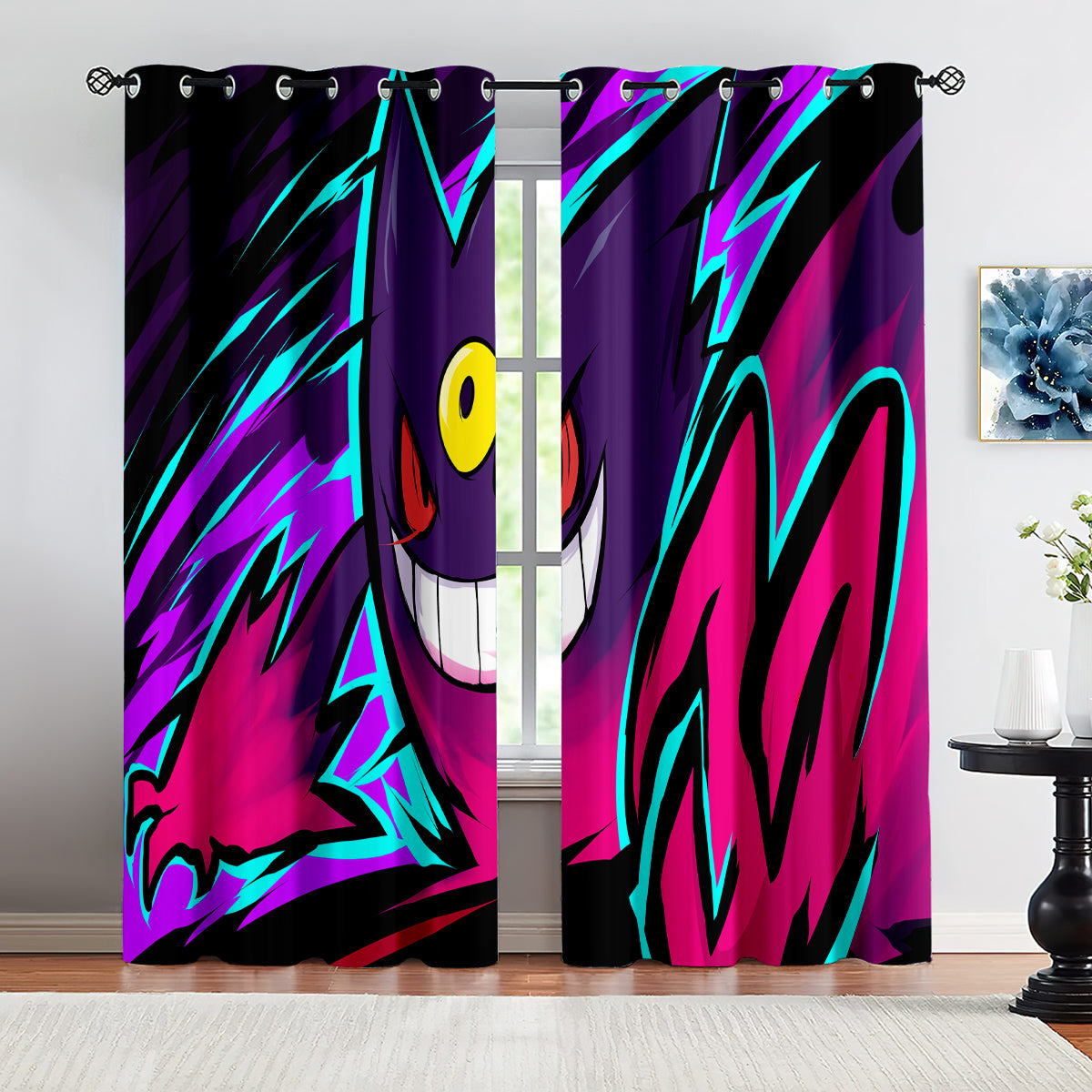 Pokemon Gengar Blackout Curtains Drapes for Window Treatment Set