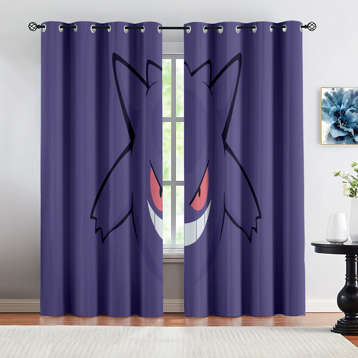 Pokemon Gengar Blackout Curtains Drapes for Window Treatment Set