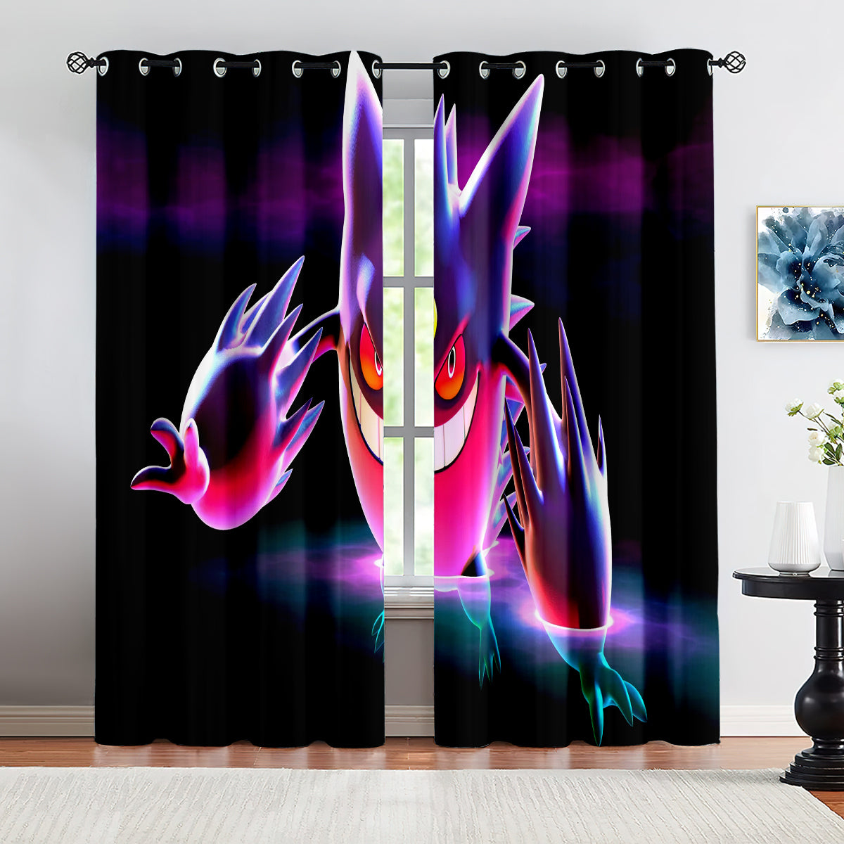 Pokemon Gengar Blackout Curtains Drapes for Window Treatment Set