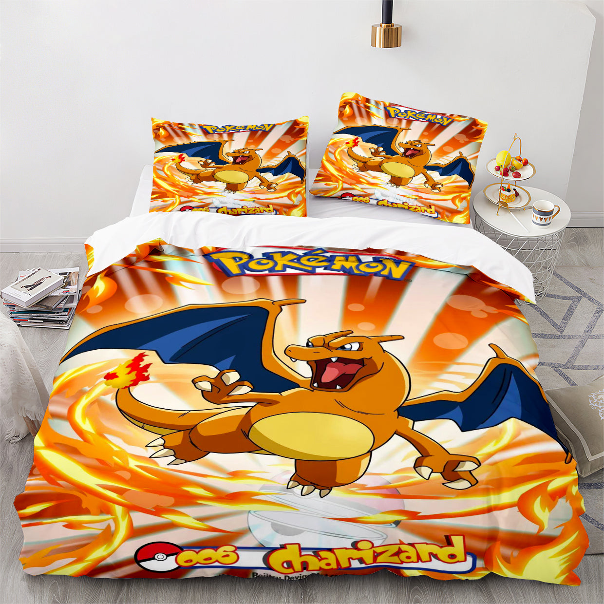 charizard pokemon card pillow Pokemon Pikachu Charizard #29 Duvet Cover Quilt Cover Pillowcase Bedding Set Bed Linen Home Bedroom Decor – BEDDING PICKY