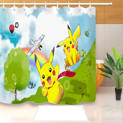 Pokemon Pikachu Shower Curtain Waterproof Bath Curtains Bathroom Decor With Hooks