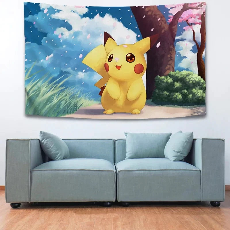 Pokemon Pikachu Wall Decor Hanging Tapestry Home Bedroom Living Room Decoration