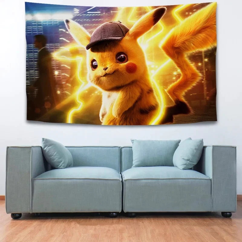 Pokemon Pikachu Wall Decor Hanging Tapestry Home Bedroom Living Room Decoration