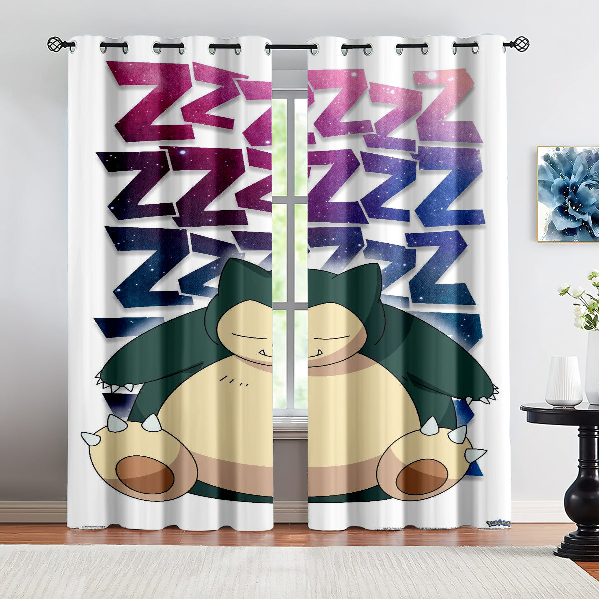 Pokemon Snorlax Blackout Curtains Drapes for Window Treatment Set