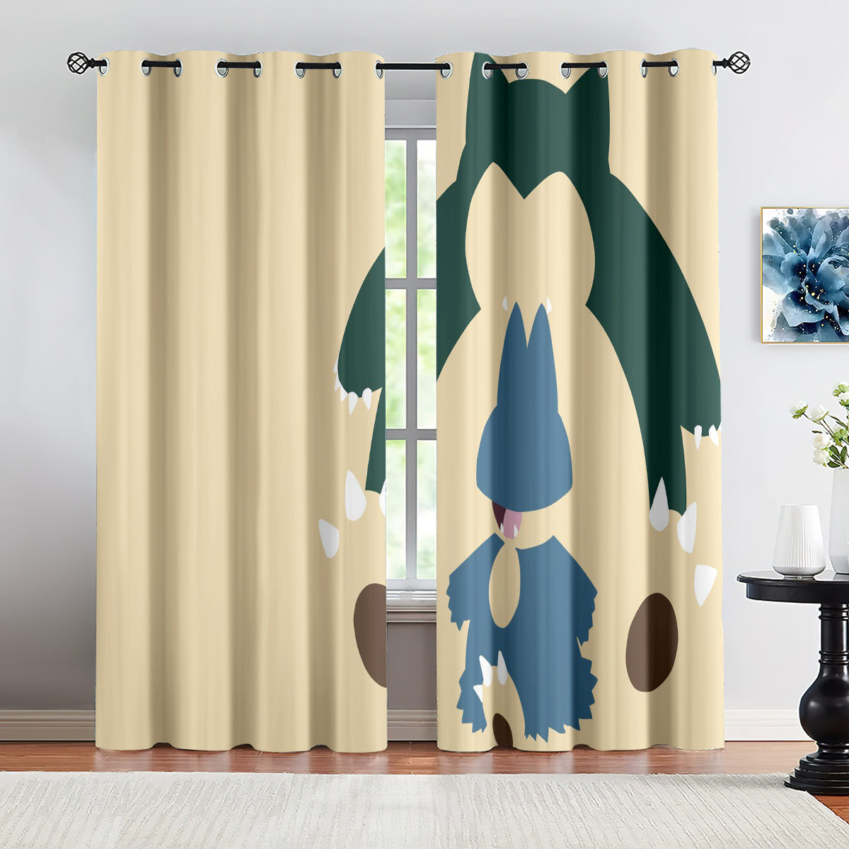 Pokemon Snorlax Blackout Curtains Drapes for Window Treatment Set