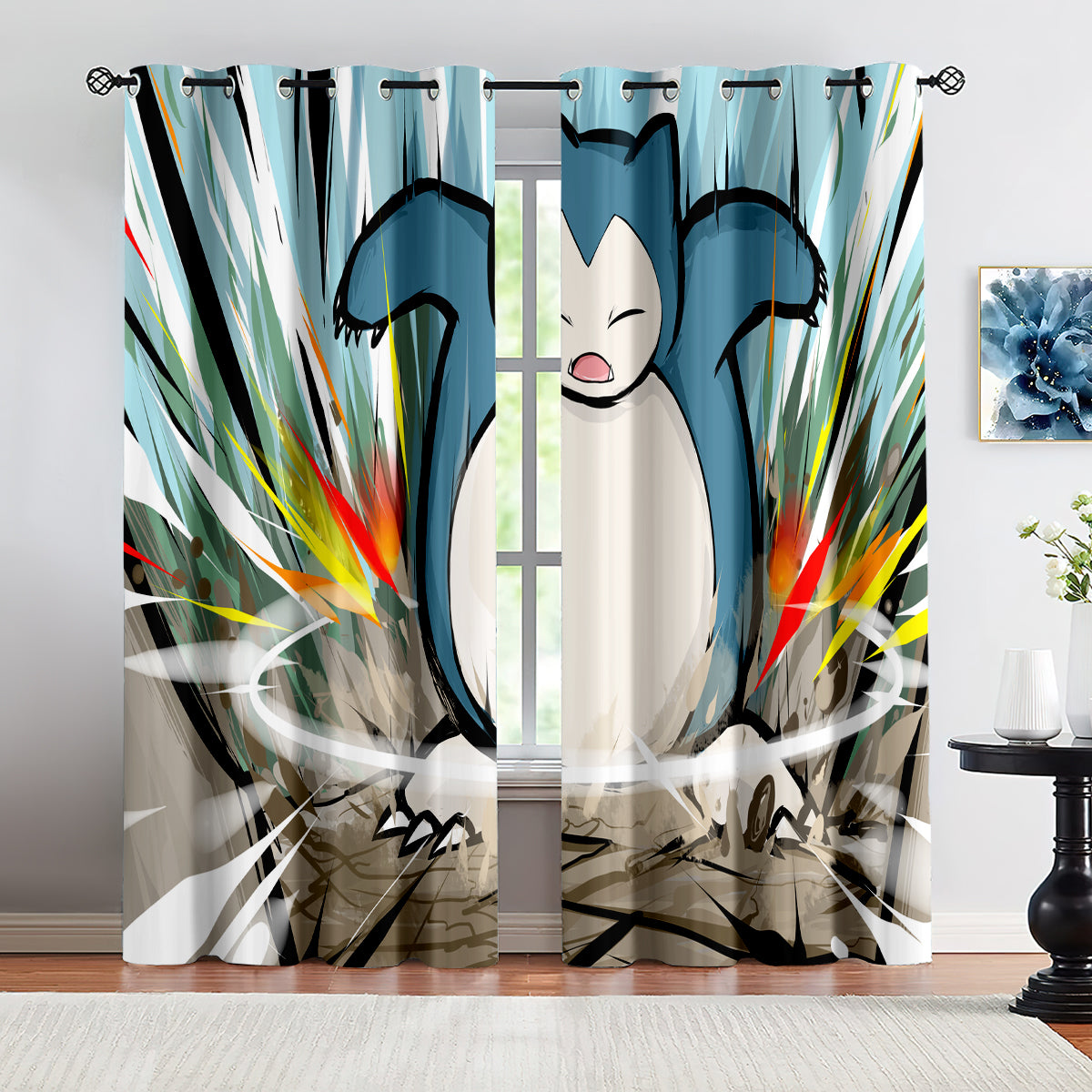 Pokemon Snorlax Blackout Curtains Drapes for Window Treatment Set