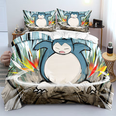 Pokemon Snorlax Duvet Cover Quilt Cover Pillowcase Bedding Set