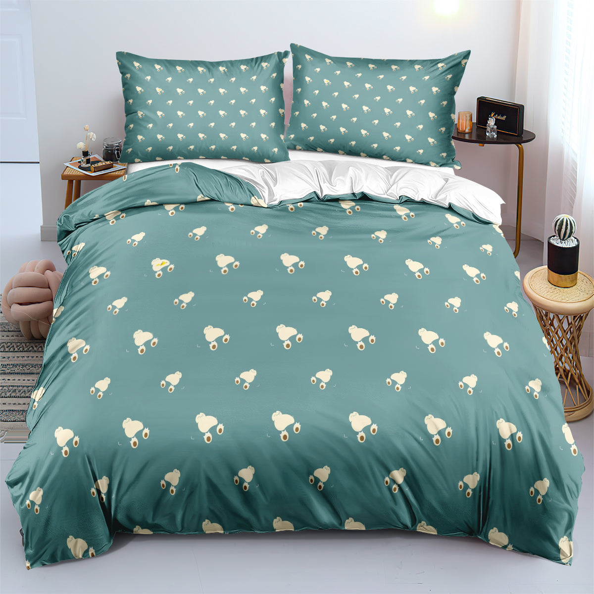 Pokemon Snorlax Duvet Cover Quilt Cover Pillowcase Bedding Set