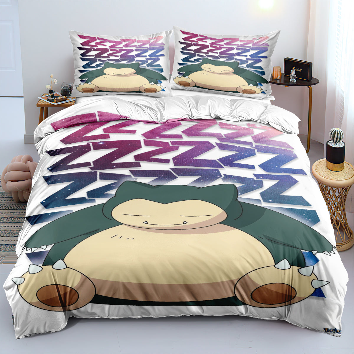 Pokemon Snorlax Duvet Cover Quilt Cover Pillowcase Bedding Set