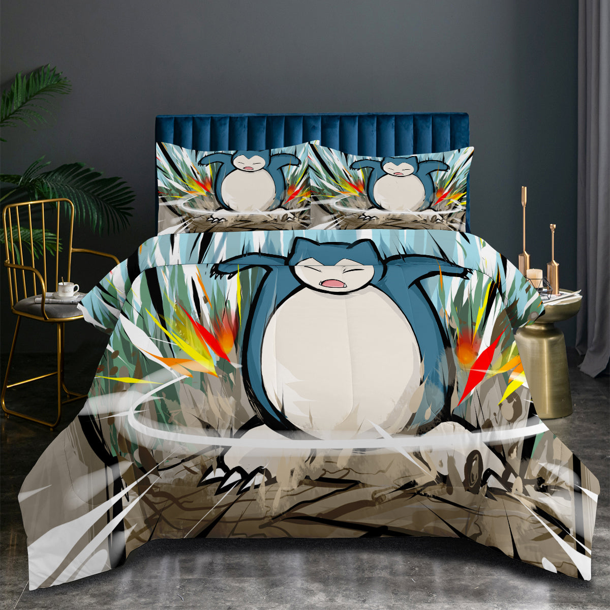 Pokemon Snorlax Comforter Pillowcase Sets Blanket All Season Reversible Quilted Duvet