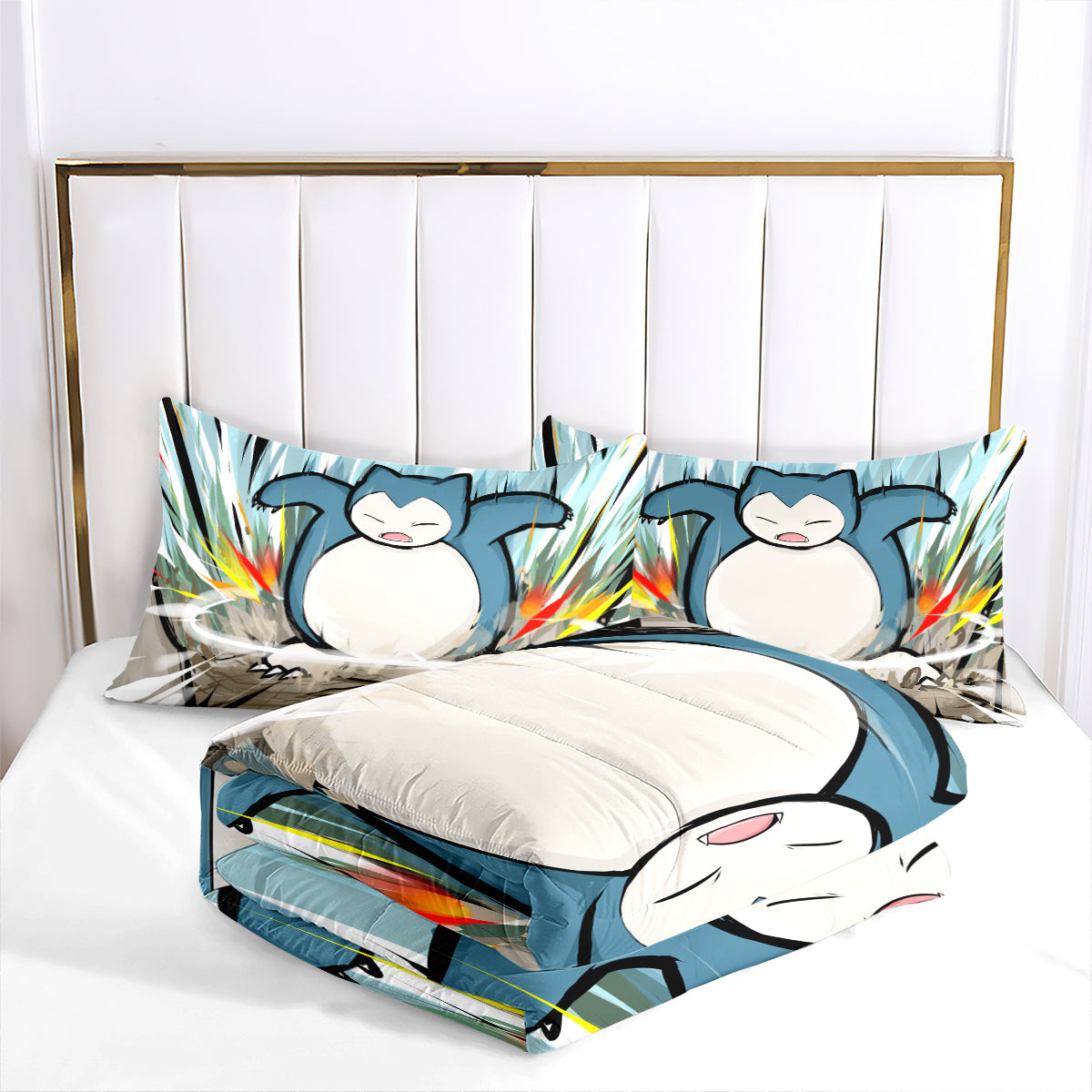 Pokemon Snorlax Comforter Pillowcase Sets Blanket All Season Reversible Quilted Duvet
