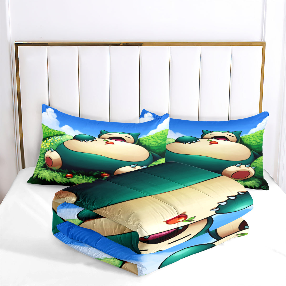 Pokemon Snorlax Comforter Pillowcase Sets Blanket All Season Reversible Quilted Duvet