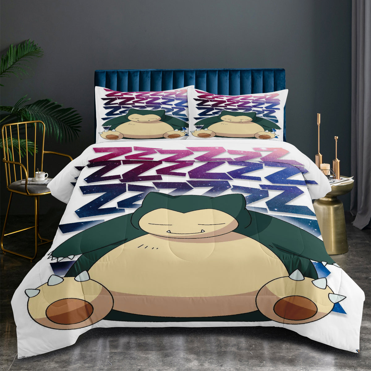 Pokemon Snorlax Comforter Pillowcase Sets Blanket All Season Reversible Quilted Duvet