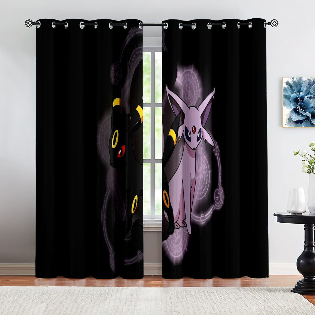 Pokemon Umbreon Blackout Curtains Drapes for Window Treatment Set