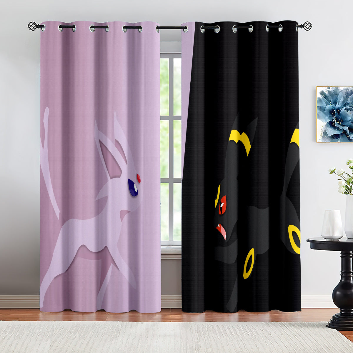 Pokemon Umbreon Blackout Curtains Drapes for Window Treatment Set