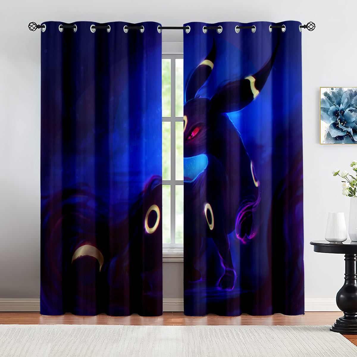 Pokemon Umbreon Blackout Curtains Drapes for Window Treatment Set