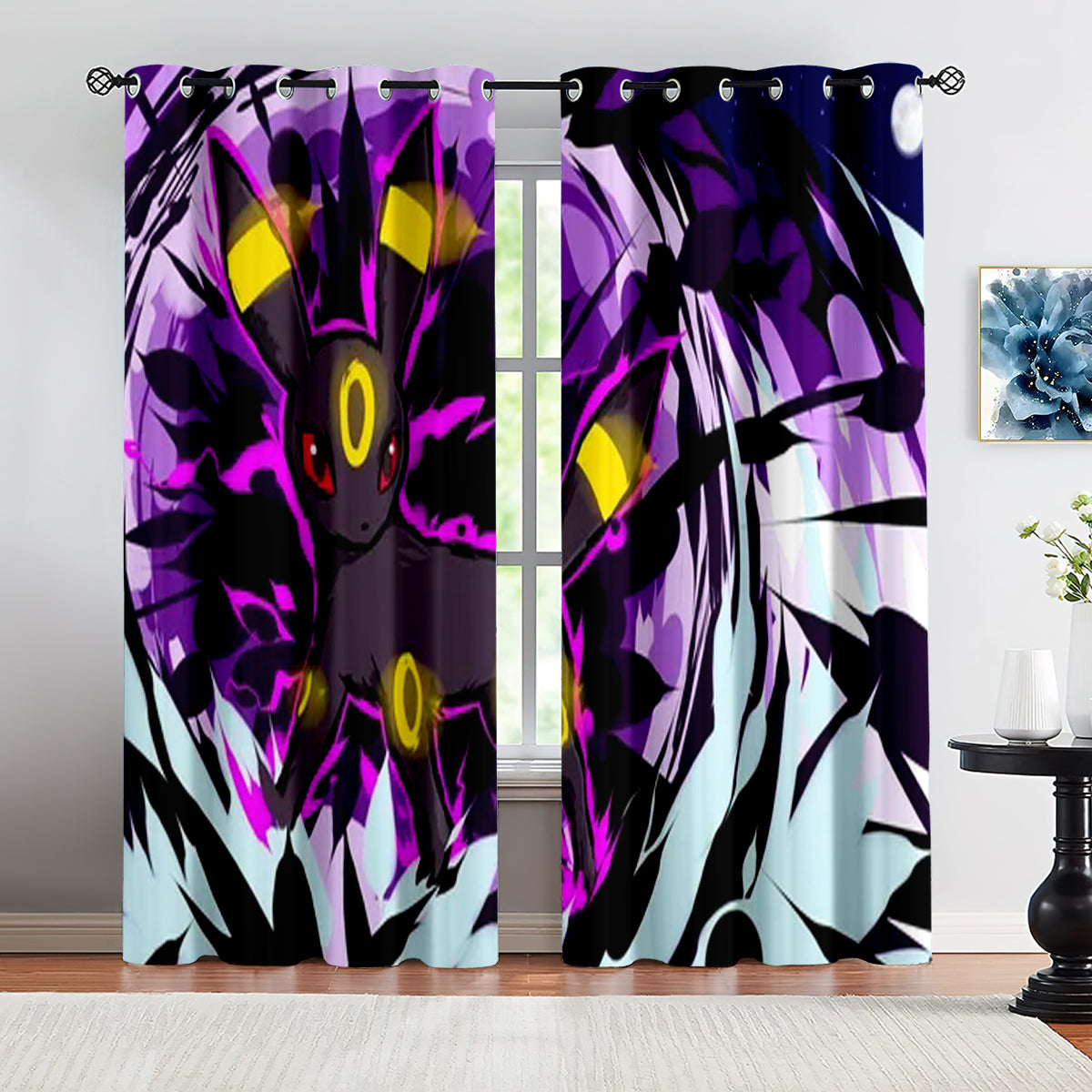 Pokemon Umbreon Blackout Curtains Drapes for Window Treatment Set