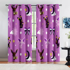 Pokemon Umbreon Blackout Curtains Drapes for Window Treatment Set