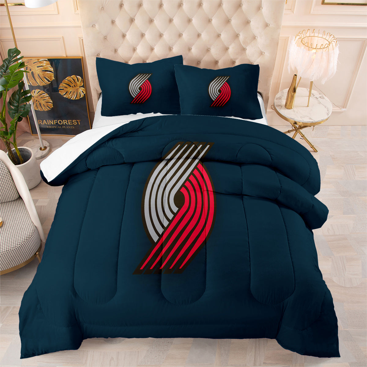 Portland Trail Blazers Basketball Comforter Pillowcase Sets Blanket All Season Reversible Quilted Duvet