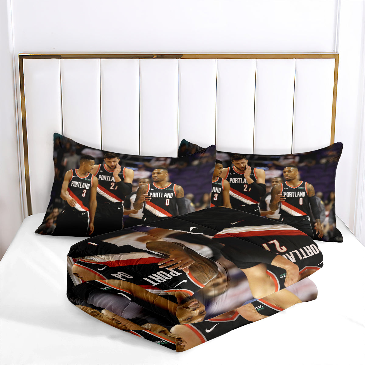 Portland Trail Blazers Basketball Comforter Pillowcase Sets Blanket All Season Reversible Quilted Duvet