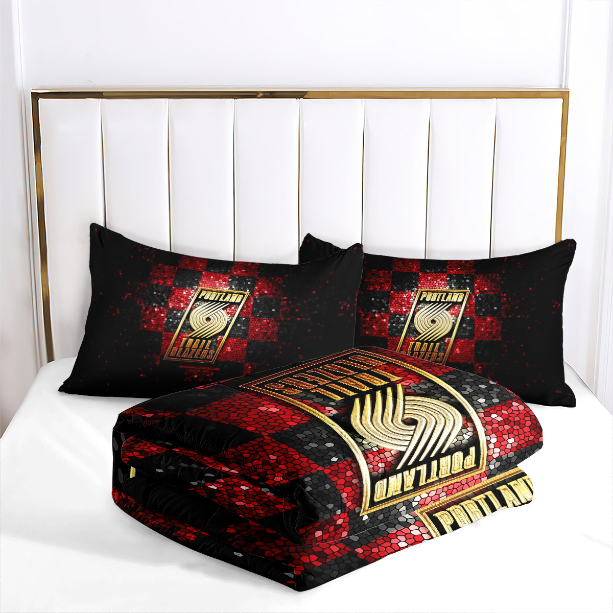Portland Trail Blazers Basketball Comforter Pillowcase Sets Blanket All Season Reversible Quilted Duvet