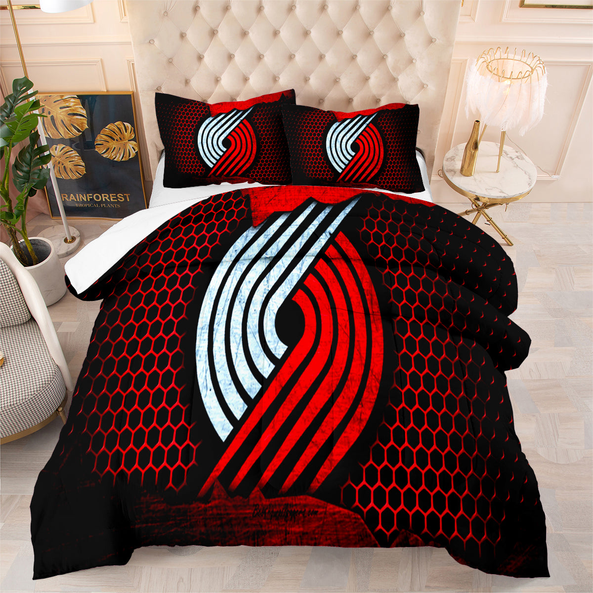 Portland Trail Blazers Basketball Comforter Pillowcase Sets Blanket All Season Reversible Quilted Duvet