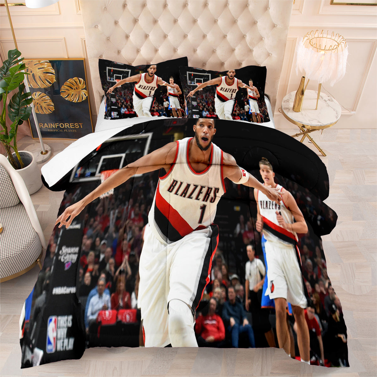 Portland Trail Blazers Basketball Comforter Pillowcase Sets Blanket All Season Reversible Quilted Duvet