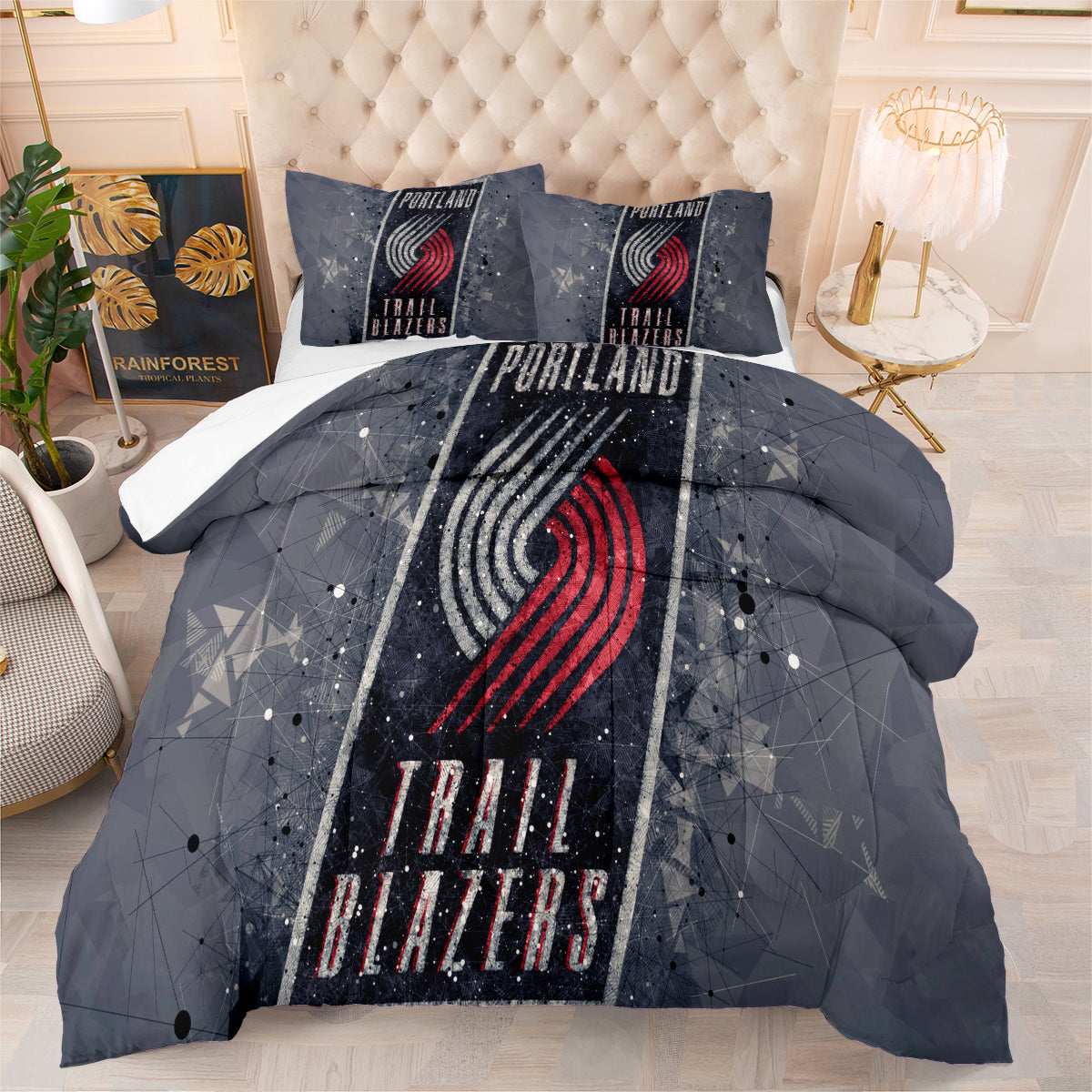Portland Trail Blazers Basketball Comforter Pillowcase Sets Blanket All Season Reversible Quilted Duvet