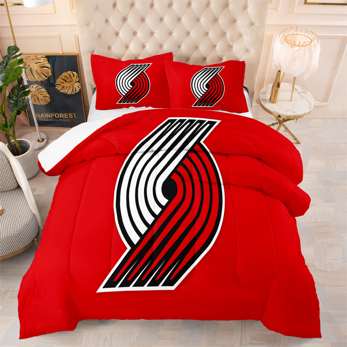 Portland Trail Blazers Basketball Comforter Pillowcase Sets Blanket All Season Reversible Quilted Duvet