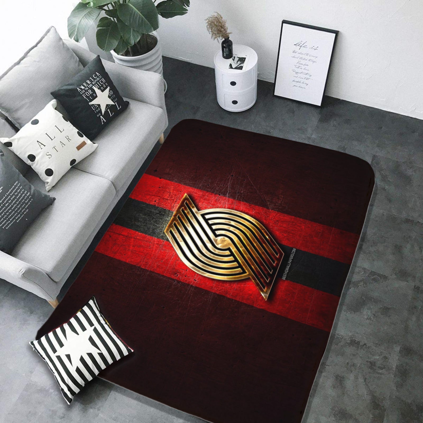 Portland Trail Basketball Blazers Carpet Living Room Bedroom Mats Kitchen Bathroom Rug