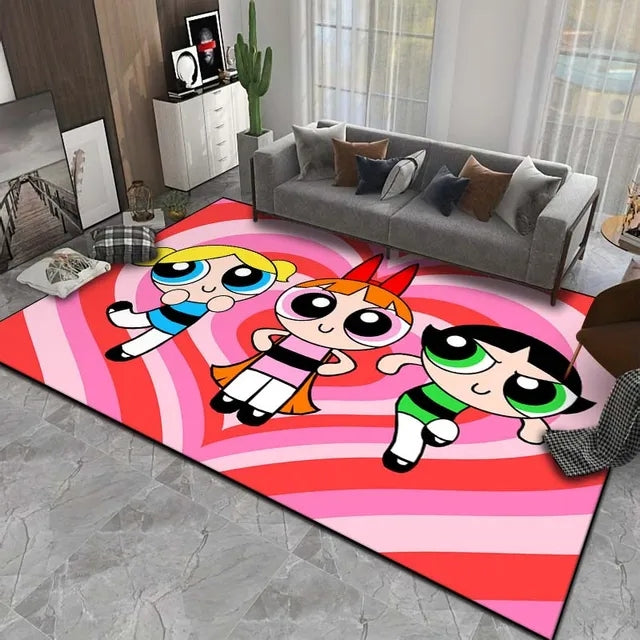 The Powerpuff Girls Graphic Carpet Living Room Bedroom Sofa Rug Door Mat Kitchen Bathroom Mats for Kids