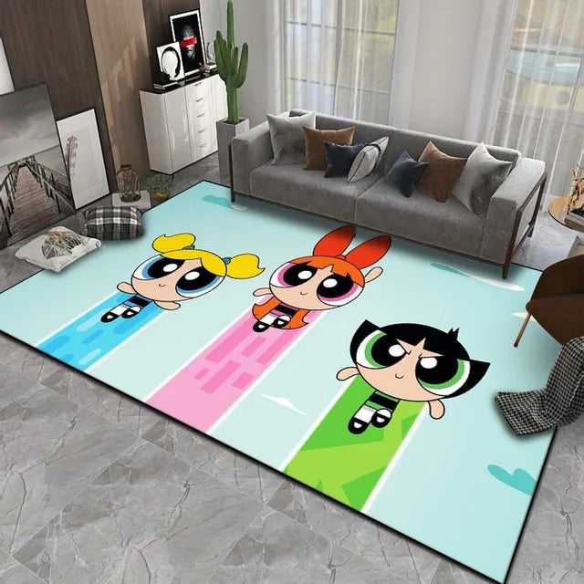 The Powerpuff Girls Graphic Carpet Living Room Bedroom Sofa Rug Door Mat Kitchen Bathroom Mats for Kids