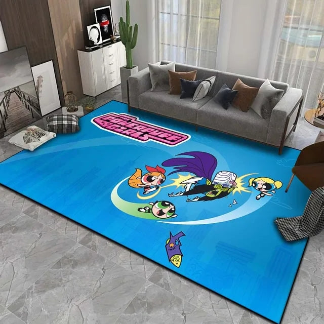 The Powerpuff Girls Graphic Carpet Living Room Bedroom Sofa Rug Door Mat Kitchen Bathroom Mats for Kids