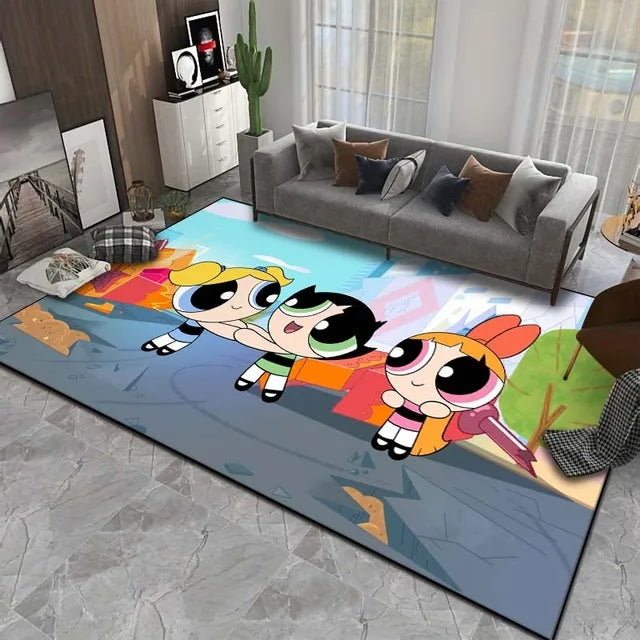 The Powerpuff Girls Graphic Carpet Living Room Bedroom Sofa Rug Door Mat Kitchen Bathroom Mats for Kids