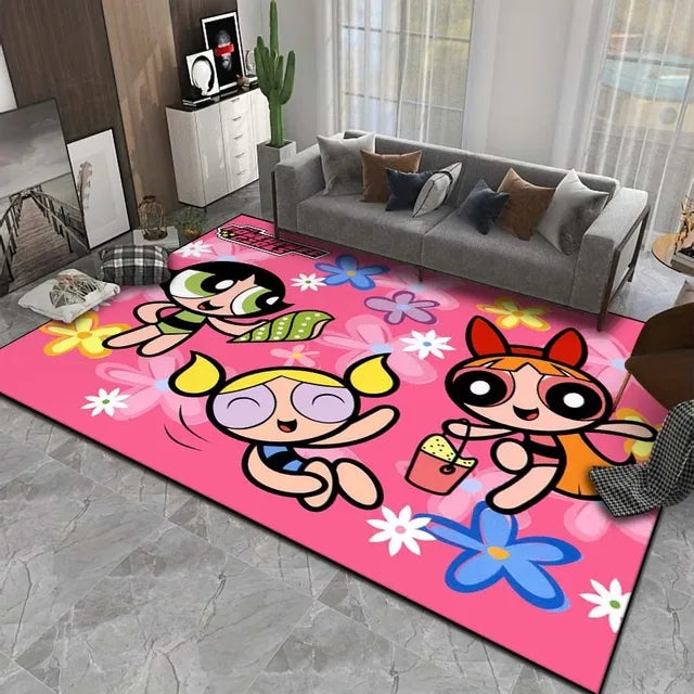 The Powerpuff Girls Graphic Carpet Living Room Bedroom Sofa Rug Door Mat Kitchen Bathroom Mats for Kids