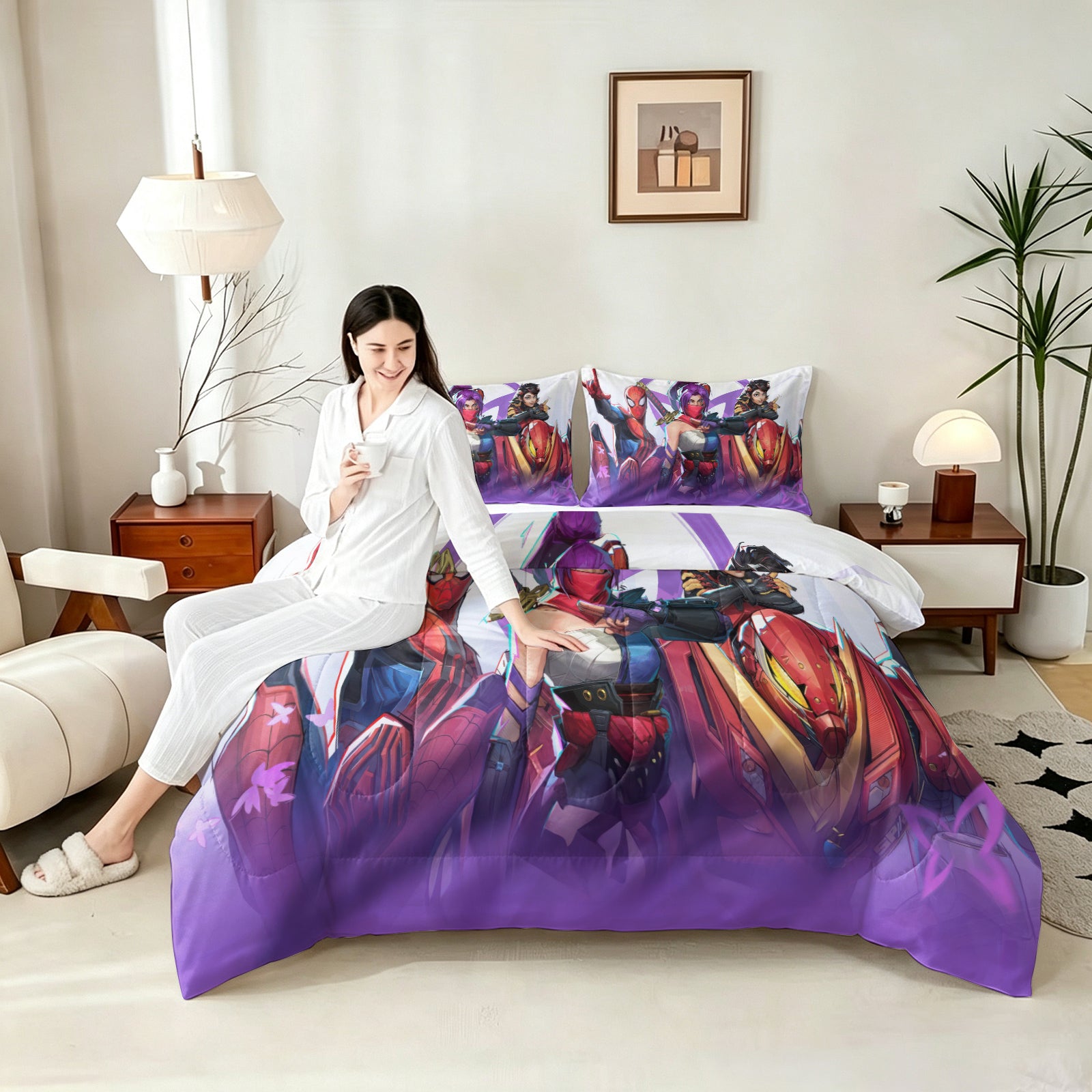 Marvel Rivals Psylocke Comforter Pillowcase Sets Blanket All Season Reversible Quilted Duvet