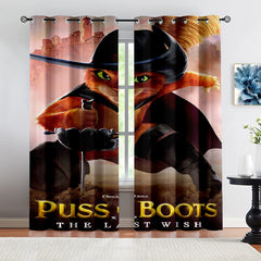 Puss in Boots Blackout Curtains Drapes for Window Treatment Set