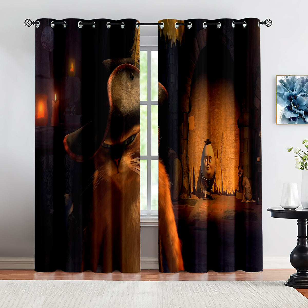 Puss in Boots Blackout Curtains Drapes for Window Treatment Set