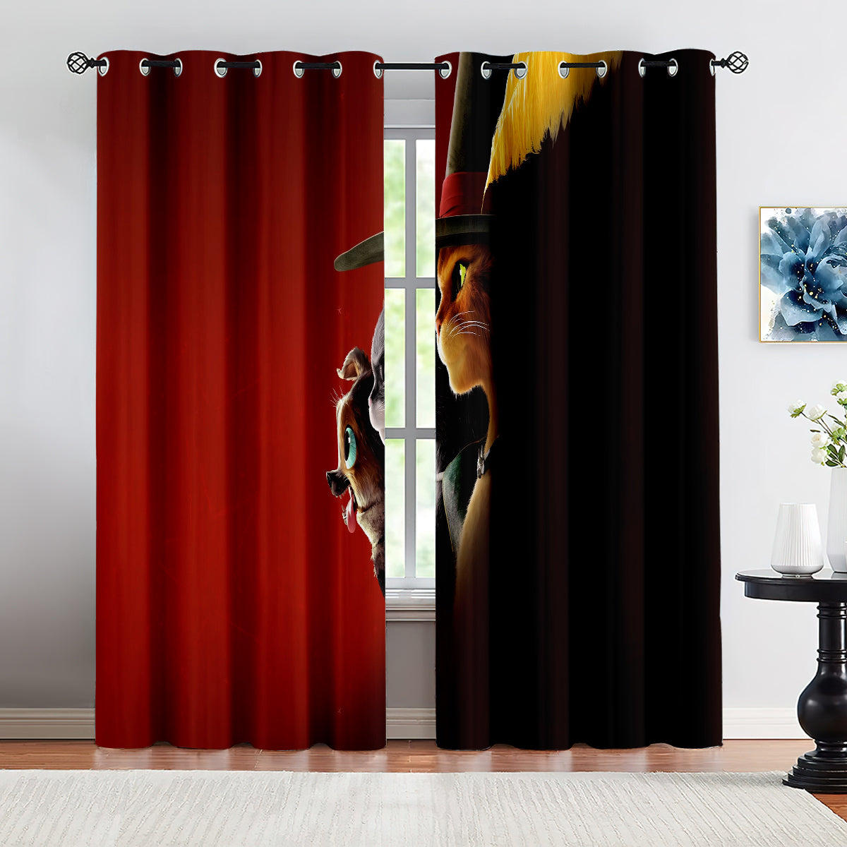 Puss in Boots Blackout Curtains Drapes for Window Treatment Set