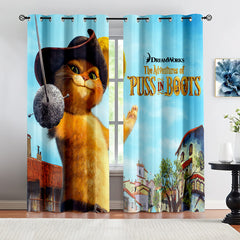 Puss in Boots Blackout Curtains Drapes for Window Treatment Set