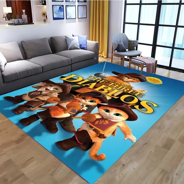 Puss in Boots Cosplay Carpet Living Room Bedroom Sofa Rug Door Mat