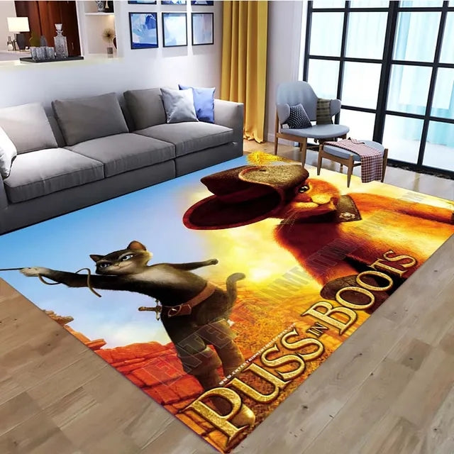 Puss in Boots Cosplay Carpet Living Room Bedroom Sofa Rug Door Mat